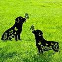 Rottweiler Metal Decorative Garden Stakes for Memorial Yard Art, Lawn Ornaments, Outdoor Decor 2 PCS