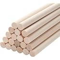 Round 30cm Long and 8MM Thick 16pc Wooden Dowels Sticks for Crafts, Cake Dowels, Home Décor, DIY Projects, and Much More (30cm x 8mm, 16pc)