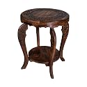 Round Accent End Table, Burnt Finish, 18x22