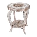 Round Accent End Table, White Wash, 18x22