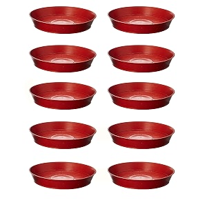 round bottom trayplatessaucer suitable for 14 inch and 16 inch round plastic pot-terracotta color-set of 10 pieces 10 inch red tray