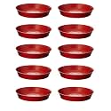 Round Bottom Tray(Plates/Saucer) Suitable for 14 Inch and 16 Inch Round Plastic Pot-Terracotta Color-Set of 10 Pieces (10 inch red Tray)