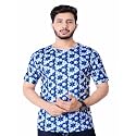 Round Collar Cotton Poly Striped Printed T