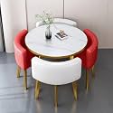 Round Dining Table Set for 4 with Marble Top and Chairs Office Reception Desk and Chair Set Suitable for Lounge Living Room Modern Furniture Dining Set,Double Spell-n-Circle-Cortex