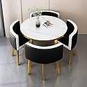 Round Dining Table Set for 4 Marble Table with Chairs Office Reception Desk and Chair Set Suitable for Lounge Living Room Office Space Modern and Elegant Design,Double Spell-d-Circle-Cortex