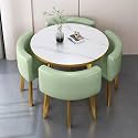 Round Dining Table Set for 4 with Marble Top and Chairs Office Reception Desk and Chair Set Suitable for Lounge Living Room Modern Furniture Dining Set,Light Green-Round-Cortex