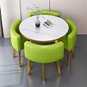 Round Dining Table Set for 4 with Marble Top and Chairs Office Reception Desk and Chair Set Suitable for Lounge Living Room Modern Furniture Dining Set,Green-Round-Cortex