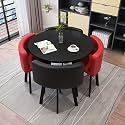 Round Dining Table Set for 4 Marble Table with Chairs Office Reception Desk and Chair Set Suitable for Lounge Living Room Office Space Modern and Elegant Design,Double Spell-p-Circle-Cortex