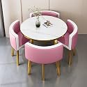 Round Dining Table Set for 4 with Marble Top and Chairs Office Reception Desk and Chair Set Suitable for Lounge Living Room Modern Furniture Dining Set,Double Spell-f-Circle-Cortex