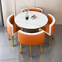Round Dining Table Set for 4 with Marble Top and Chairs Office Reception Desk and Chair Set Suitable for Lounge Living Room Modern Furniture Dining Set,Double Spell-b-Circle-Cortex