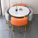 Round Dining Table Set for 4 with Marble Top and Chairs Office Reception Desk and Chair Set Suitable for Lounge Living Room Modern Furniture Dining Set,Double Spell-k-Circle-Cortex
