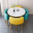 Round Dining Table Set for 4 with Marble Top and Chairs Office Reception Desk and Chair Set Suitable for Lounge Living Room Modern Furniture Dining Set,Double Spell-l-Circle-Cortex