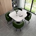 Round Dining Table Set for 4 with Marble Top and Chairs Office Reception Desk and Chair Set Suitable for Lounge Living Room Modern Furniture Dining Set,Dark Green-Square-Leather
