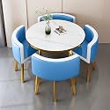 Round Dining Table Set for 4 with Marble Top and Chairs Office Reception Desk and Chair Set Suitable for Lounge Living Room Modern Furniture Dining Set,Double Spell-i-Circle-Cortex
