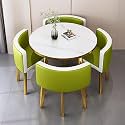 Round Dining Table Set for 4 Marble Table with Chairs Office Reception Desk and Chair Set Suitable for Lounge Living Room Office Space Modern and Elegant Design,Double Spell-e-Circle-Cortex