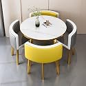 Round Dining Table Set for 4 Marble Table with Chairs Office Reception Desk and Chair Set Suitable for Lounge Living Room Office Space Modern and Elegant Design,Double Spell-h-Circle-Cortex