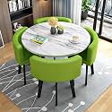 Round Dining Table Set for 4 with Marble Top and Chairs Office Reception Desk and Chair Set Suitable for Lounge Living Room Modern Furniture Dining Set,Green 1-Circle-Cortex