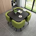 Round Dining Table Set for 4 with Marble Top and Chairs Office Reception Desk and Chair Set Suitable for Lounge Living Room Modern Furniture Dining Set,Green-Square-Fabric