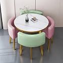 Round Dining Table Set for 4 with Marble Top and Chairs Office Reception Desk and Chair Set Suitable for Lounge Living Room Modern Furniture Dining Set,Double Spell-o-Circle-Cortex