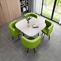 Round Dining Table Set for 4 with Marble Top and Chairs Office Reception Desk and Chair Set Suitable for Lounge Living Room Modern Furniture Dining Set,Green 1-Square-Cortex