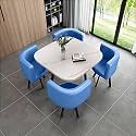 Round Dining Table Set for 4 Marble Table with Chairs Office Reception Desk and Chair Set Suitable for Lounge Living Room Office Space Modern and Elegant Design,Blue 1-Square-Cortex