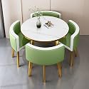 Round Dining Table Set for 4 Marble Table with Chairs Office Reception Desk and Chair Set Suitable for Lounge Living Room Office Space Modern and Elegant Design,Double Spell-g-Round-Cortex
