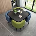 Round Dining Table Set for 4 with Marble Top and Chairs Office Reception Desk and Chair Set Suitable for Lounge Living Room Modern Furniture Dining Set,Double Spell-a-Square-Fabric