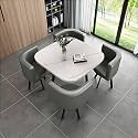 Round Dining Table Set for 4 with Marble Top and Chairs Office Reception Desk and Chair Set Suitable for Lounge Living Room Modern Furniture Dining Set,Light Gray 1-Square-Cortex