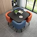 Round Dining Table Set for 4 with Marble Top and Chairs Office Reception Desk and Chair Set Suitable for Lounge Living Room Modern Furniture Dining Set,Double Spell-Square-Fabric