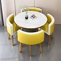 Round Dining Table Set for 4 Marble Table with Chairs Office Reception Desk and Chair Set Suitable for Lounge Living Room Office Space Modern and Elegant Design,Double Spell-c-Circle-Cortex