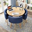 Round Dining Table Set, Round Dining Table and Chairs Set 4, Office Reception Room Club Table and Chair Set, Space-Saving Small Meeting Room Table for Home Living Room Balcony Cafe Break Roo