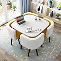 Round Dining Table Set, Round Dining Table and Chairs Set 4, Office Reception Room Club Table and Chair Set, Space-Saving Small Meeting Room Table for Home Living Room Balcony Cafe Break Roo