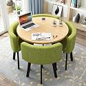 Round Dining Table Set, Round Dining Table and Chairs Set 4, Office Reception Room Club Table and Chair Set,Space-Saving Small Meeting Room Table for Home Living Room Balcony Cafe Break Room