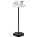 Round End Table, Height Adjustable Vintage Drink Stand, White