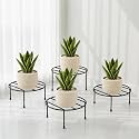 Round Metal Plant Stand Set of 4, Rust-Resistant Pot Riser