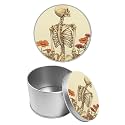 Round Metal Tin Container with Removable Lid, Skull Peony Durable Metal Storage Box for Cookies Spices Tea Candies Cakes Jewelry Cosmetics 3.54 x 2.36 inch– Single Pack
