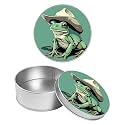 Round Metal Tin Container with Removable Lid, Green Frog Durable Metal Storage Box for Crafts Snacks Candies Office Supplies Small Items 3.54 x 1.38 inch– Single Pack