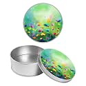 Round Metal Tin Container with Removable Lid, Watercolor Flowers Durable Metal Storage Box for Crafts Snacks Candies Office Supplies Small Items 3.54 x 1.38 inch– Single Pack