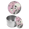 Round Metal Tin Container with Removable Lid, Pink Skull Coffee Durable Metal Storage Box for Cookies Spices Tea Candies Cakes Jewelry Cosmetics 3.54 x 2.36 inch– Single Pack