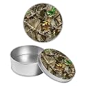 Round Metal Tin Container with Removable Lid, Camo Leaf Durable Metal Storage Box for Crafts Snacks Candies Office Supplies Small Items 3.54 x 1.38 inch– Single Pack
