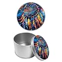 Round Metal Tin Container with Removable Lid, Dreamcatcher Durable Metal Storage Box for Cookies Spices Tea Candies Cakes Jewelry Cosmetics 3.54 x 2.36 inch– Single Pack