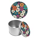 Round Metal Tin Container with Removable Lid, Color Daisy Durable Metal Storage Box for Cookies Spices Tea Candies Cakes Jewelry Cosmetics 3.54 x 2.36 inch– Single Pack