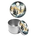 Round Metal Tin Container with Removable Lid, Landscape Moon Durable Metal Storage Box for Cookies Spices Tea Candies Cakes Jewelry Cosmetics 3.54 x 2.36 inch– Single Pack