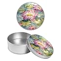 Round Metal Tin Container with Removable Lid, Pink Lotus Durable Metal Storage Box for Crafts Snacks Candies Office Supplies Small Items 3.54 x 1.38 inch– Single Pack