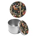 Round Metal Tin Container with Removable Lid, Flowers Retro Bookshelf Durable Metal Storage Box for Cookies Spices Tea Candies Cakes Jewelry Cosmetics 3.54 x 2.36 inch– Single Pack