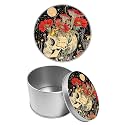 Round Metal Tin Container with Removable Lid, Mushroom Skull Durable Metal Storage Box for Cookies Spices Tea Candies Cakes Jewelry Cosmetics 3.54 x 2.36 inch– Single Pack
