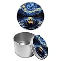 Round Metal Tin Container with Removable Lid, Dark Lotus Starry Durable Metal Storage Box for Cookies Spices Tea Candies Cakes Jewelry Cosmetics 3.54 x 2.36 inch– Single Pack