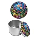 Round Metal Tin Container with Removable Lid, Watercolor Garden Flowers Durable Metal Storage Box for Cookies Spices Tea Candies Cakes Jewelry Cosmetics 3.54 x 2.36 inch– Single Pack