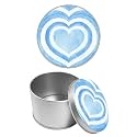 Round Metal Tin Container with Removable Lid, Blue Heart Durable Metal Storage Box for Cookies Spices Tea Candies Cakes Jewelry Cosmetics 3.54 x 2.36 inch– Single Pack