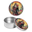 Round Metal Tin Container with Removable Lid, Abstract Flowers Skull Durable Metal Storage Box for Crafts Snacks Candies Office Supplies Small Items 3.54 x 1.38 inch– Single Pack
